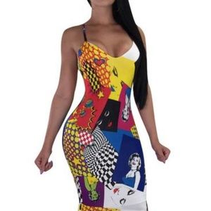 Floral Printing Sexy Stretch Bodycon Midi Dressess